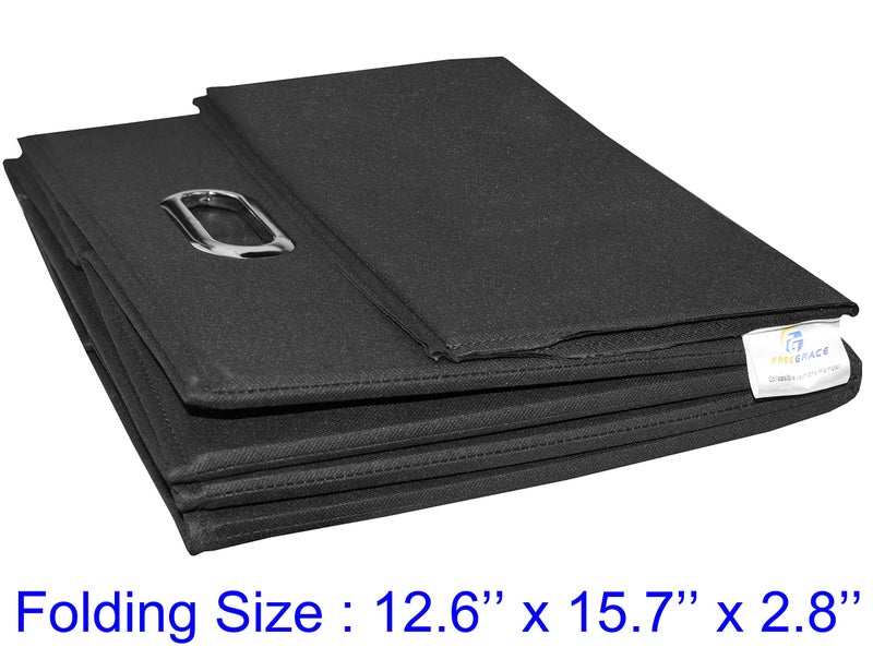 Freegrace Foldable Large Laundry Hamper With Laundry Bag - Premium Durable Fabric, Plastic Board, Extra-Large Size, Space-Saving & Compact Clothes Basket With Metal Handles (Black) - Image 4